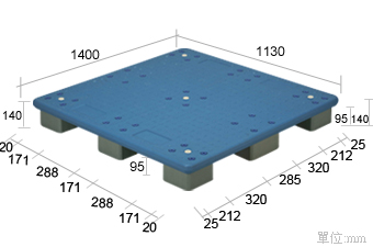 12.塑膠棧板K-CA-1114-9P(1130*1400)