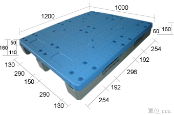 5.塑膠棧板K-CB-1012-4R(1000*1200)