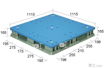 1.塑膠棧板K-CC-1111(1115*1115)