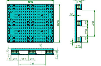 1.塑膠棧板K-QB-1012(1000*1200)