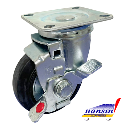 4"橡膠活動輪附煞車 M-STC-100 VS(S-2)